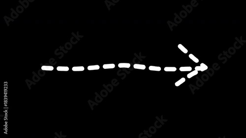 Dynamic White Doodle Arrow Icon. Ink Brushstroke Mark for Directional Guidance and Object Focus Overlay