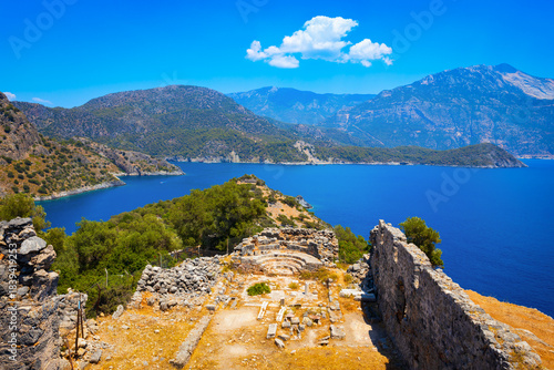 Fototapeta Naklejka Na Ścianę i Meble -  Greek church byzantine ruins at Gemiler or St. Nicholas Island in Turkey