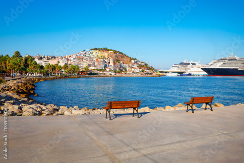 Fototapeta Naklejka Na Ścianę i Meble -  Kusadasi city seafront promenade in Aydin Province in Turkey