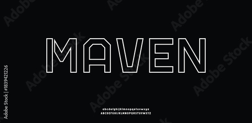 A clean, geometric outline font with a futuristic and minimalist feel.
