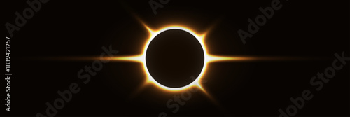 Total Solar Eclipse Dark Space Background Glowing Corona Minimal Design