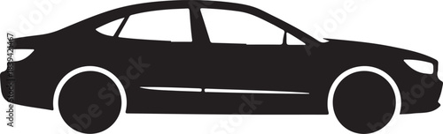  Black Silhouette of a Modern Sedan Car with Sleek Design automobile vehicle