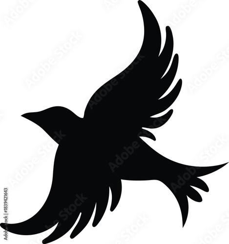 Beautiful Flying Bird Silhouette Freedom Peace Nature Wildlife Serene Movement Vector Illustration