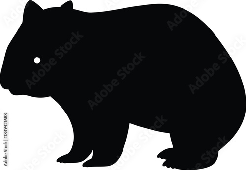Captivating Wombat Silhouette Displaying Distinctive Australian Marsupial Characteristics