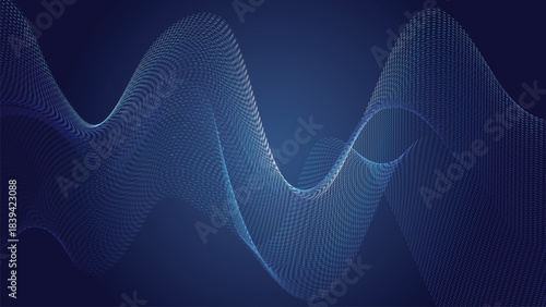 Futuristic blue wave background featuring abstract digital lines and light curves in a motion-focused vector illustration for modern business technology web design
