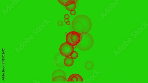 Soap bubble animation slowly falling, Abstract morphing fluid metal blob pulsating in space, 4K bubbles, Abstract red bubble Distribution of bubbles moving from bottom to top, green screen