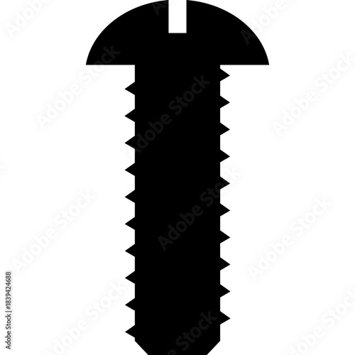Screw bolt silhouette - threaded metal fastener glyph icon
