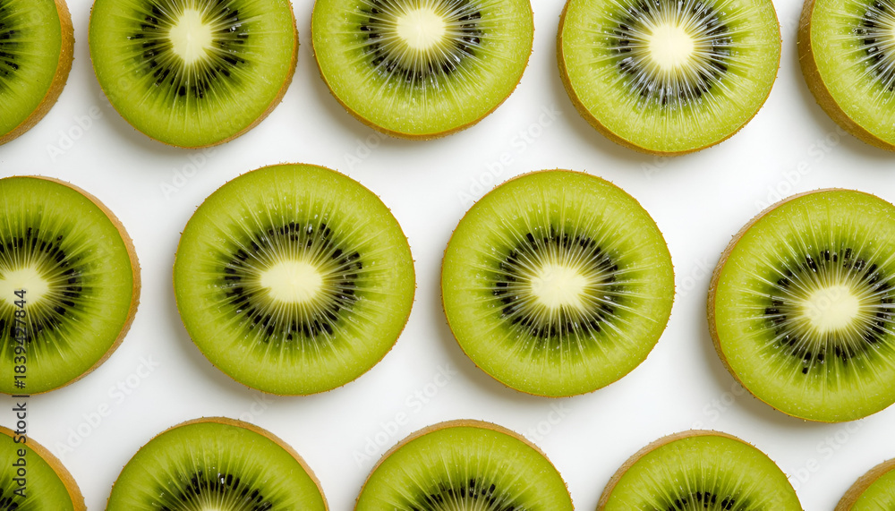 Fototapeta premium kiwi slices on white background