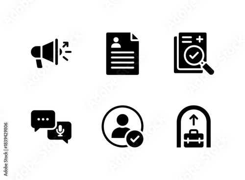 Recruitment Job Posting Resume Screening Interview Candidate Selection Onboarding Icon Set