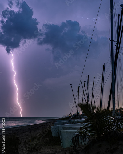 Tropical Lightning Storm Over the Ocean