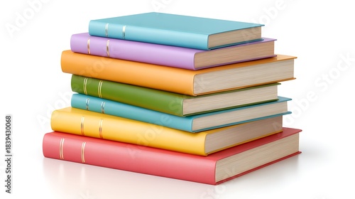 Wallpaper Mural Stack of Colorful Hardcover Books Isolated on White Background, CloseUp of Reading Material Torontodigital.ca