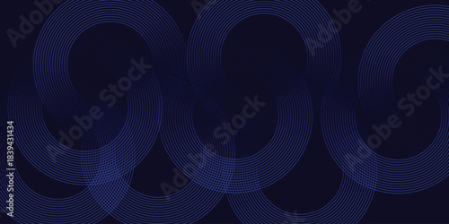 Abstract blue geometric lines glowing on dark blue background. . Futuristic technology concept. white pattern  for banner, wallpaper, cover Vector illustration .