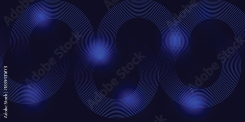 Abstract blue geometric lines glowing on dark blue background. . Futuristic technology concept. white pattern  for banner, wallpaper, cover Vector illustration .