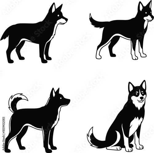 Monochromatic vector line art of a sly fox sitting with its head turned back, a simple yet detailed wild animal logo or tattoo design.