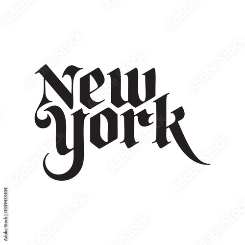 New York inscription in the old Gothic style. Vector illustration on a white background.