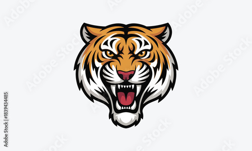 Tiger head vector illustration isolated portrait of a wild feline