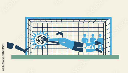 A goalie skillfully blocking a shot on goal emphasizing the importance of defense in team dynamics.