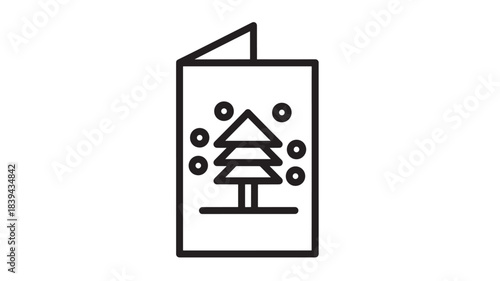 A minimalist line art illustration of a festive greeting card featuring a christmas tree design on transparent background silhouette high quality professional detailed modern elegant stylish