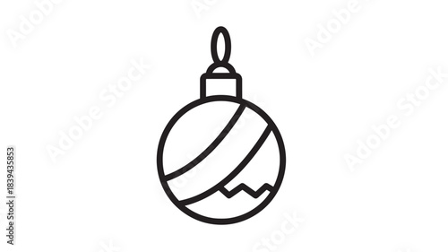 a simple black linear drawing of a christmas ornament featuring a loop at the top on transparent background silhouette high quality professional detailed modern elegant stylish