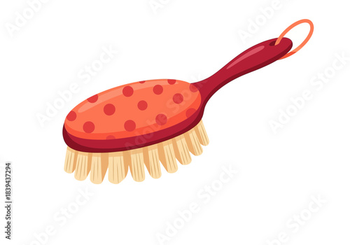Oval body brush with red handle and polka dots