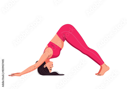 Woman practicing yoga in downwardfacing dog pose adho mukha svanasana