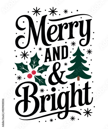 Wallpaper Mural Merry and bright christmas design Torontodigital.ca