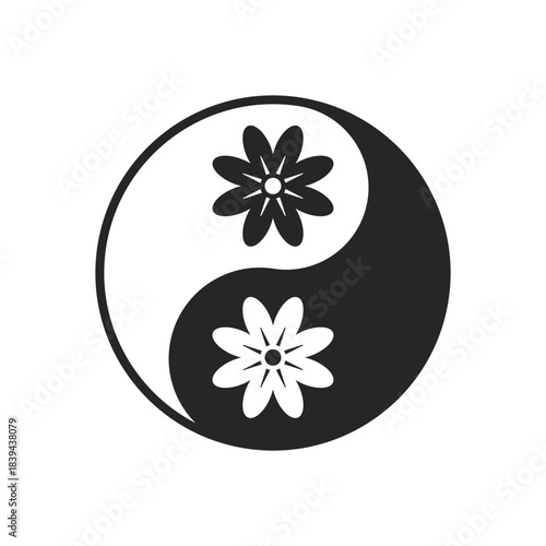 Yin yang symbol with hearts. Hands holding heart icon. Isolated vector illustration.