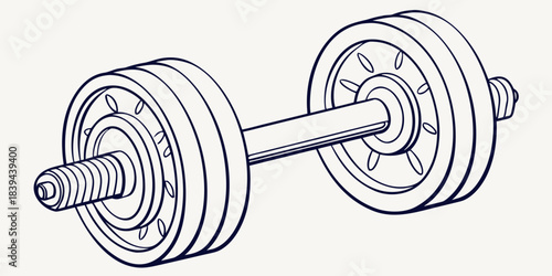 “Fitness dumbbell outline icon, simple stroke, gym equipment vector, minimal sport symbol, consistent line thickness.”