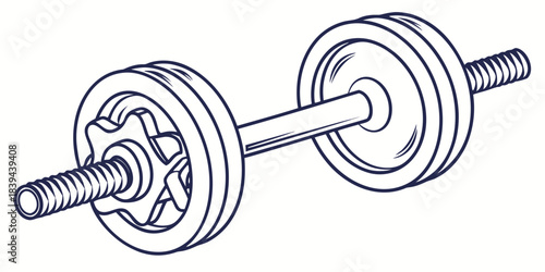 “Fitness dumbbell outline icon, simple stroke, gym equipment vector, minimal sport symbol, consistent line thickness.”