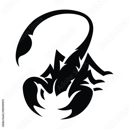 Scorpion Silhouette Clipart – Tribal Tattoo-Style Black Icon with Arched Tail & Pincers for Symbolic Designs