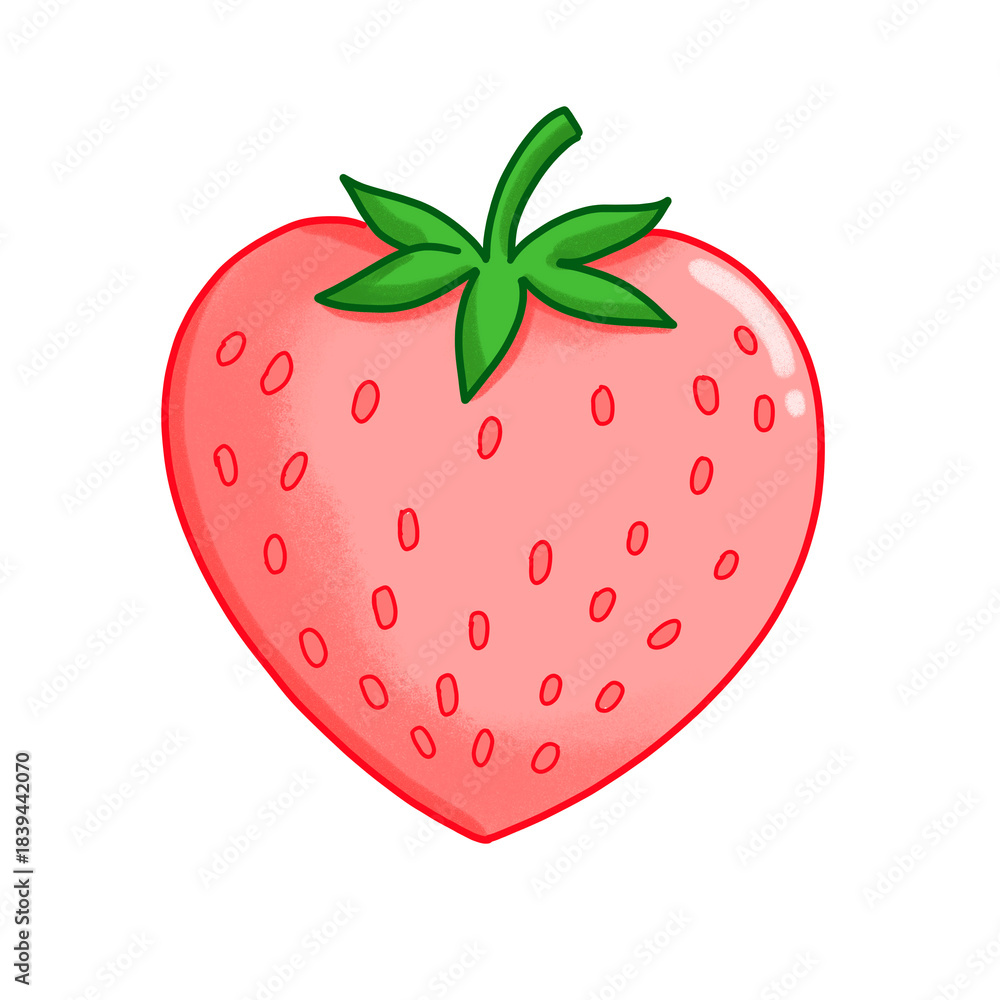 Obraz premium Cute Strawberry Clipart – Kawaii Pink Fruit Illustration 