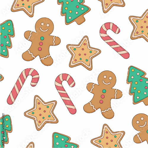 Christmas gingerbread cookies seamless pattern
