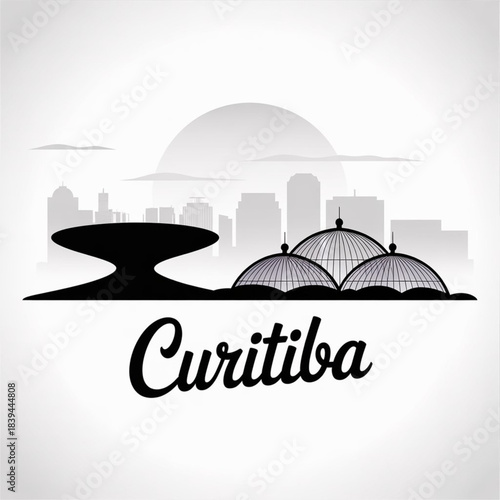 Curitiba Skyline Silhouette — Innovative Architecture and Urban Green Spaces of Paraná Vector Illustration