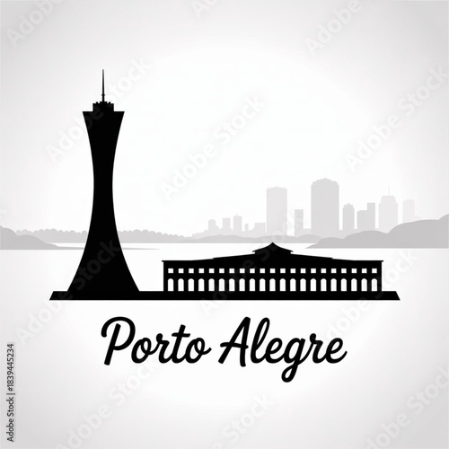 Porto Alegre Skyline Silhouette — A Southern Brazilian Waterfront Capital Vector Illustration