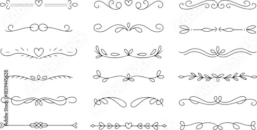 Elegant Ornate Hand Drawn Dividers and Decorative Flourishes Collection Elements