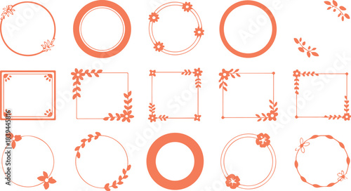 Elegant Round and Square Botanical Borders with Natural Elements