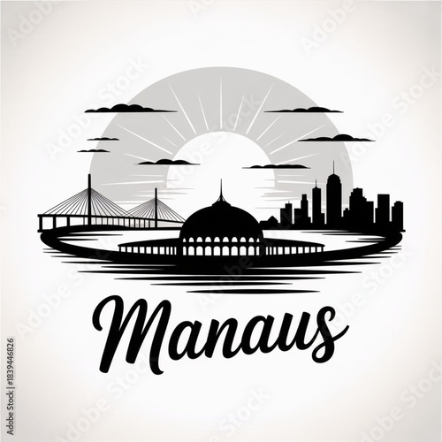 Manaus Skyline Silhouette — Gateway to the Amazon Rainforest Vector Illustration