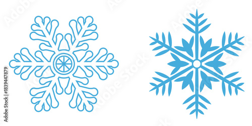 Minimal Blue Snowflake Icon – Winter, Cold, and Frozen Weather Symbol illustration Design
