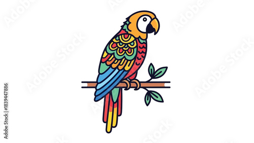 Colorful parrot perched on a branch a vibrant illustration of tropical wildlife