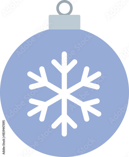 Christmas tree ornament ball with snowflake pattern flat vector illustration isolated.
Transparent background.