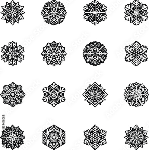 Pack of Glyph Style Snowflake Icons


