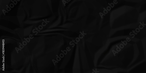 Crumple crushed black paper obsolete rumple craft design. wrinkle ripped creased crumple aged closeup recycled document grunge paper background.	
