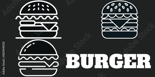 Burger icons set vector illustration isolated on white