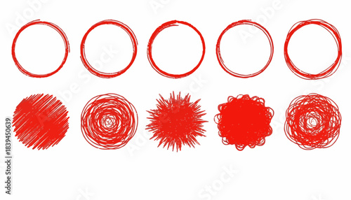 Hand-drawn Red Circle and Scribble Marker Elements for Highlighting, Emphasis, and Correction, Perfect for Adding a Vibrant, Energetic Touch to Designs and Presentations