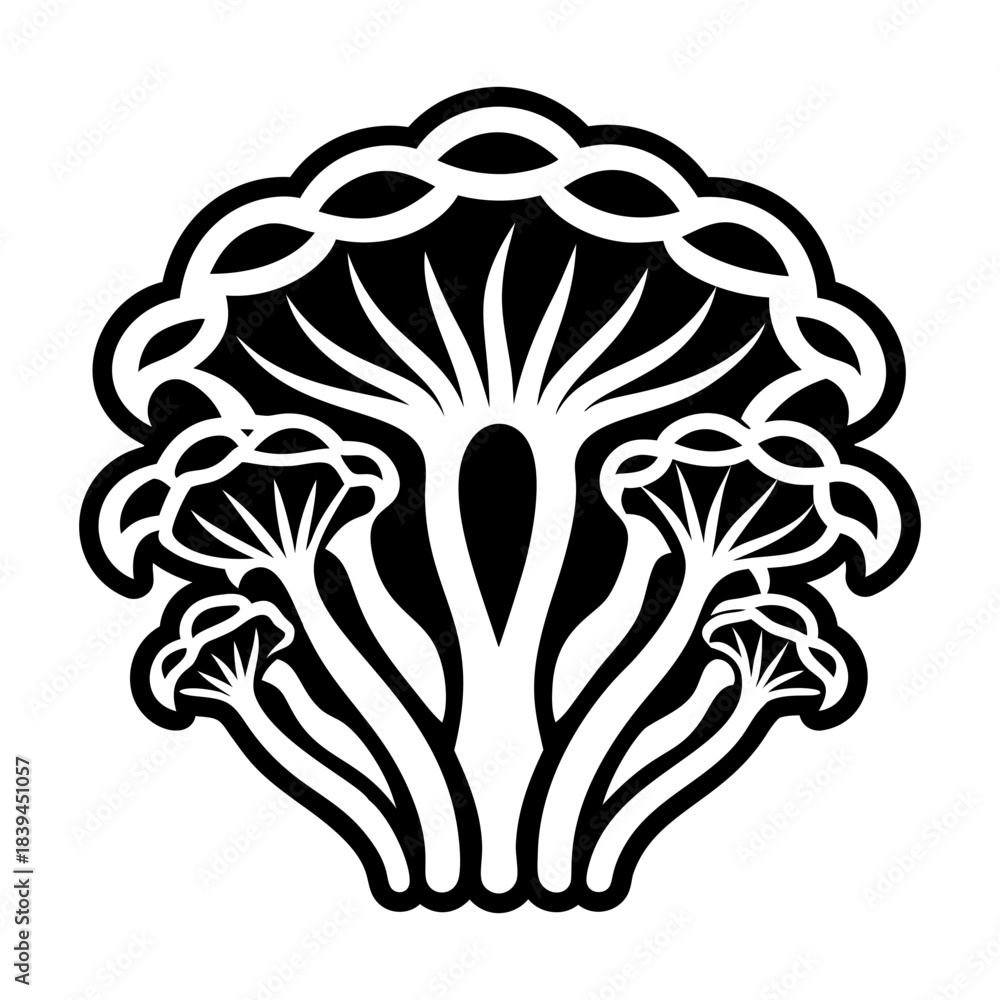 Fototapeta premium Glyph Style Mushroom Symbols