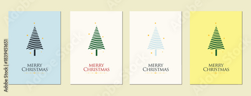 New Minimalist Merry Christmas Greeting cards for business and personal use. Colorful modern minimalist vector for greeting card, website banner, social media Christmas card