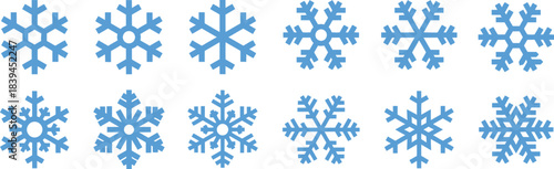 Snowflake icon set . Winter snow flakes, Cold weather symbol. Vector illustration !	