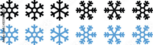 Snowflake icon set . Winter snow flakes, Cold weather symbol. Vector illustration !	