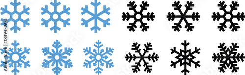 Snowflake icon set . Winter snow flakes, Cold weather symbol. Vector illustration !	