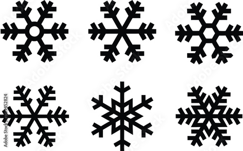Snowflake icon set . Winter snow flakes, Cold weather symbol. Vector illustration !	